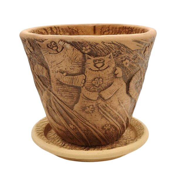 Горшок керамический "Котики", D21