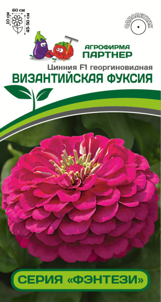 Партнер Цинния F1 ВИЗАНТИЙСКАЯ ФУКСИЯ / георгиновидная ^(4шт) 