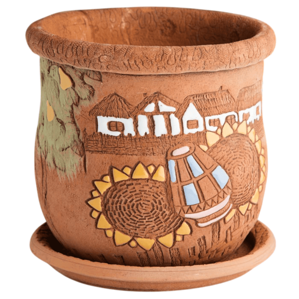 Горшок керамический "Подсолнухи", D15