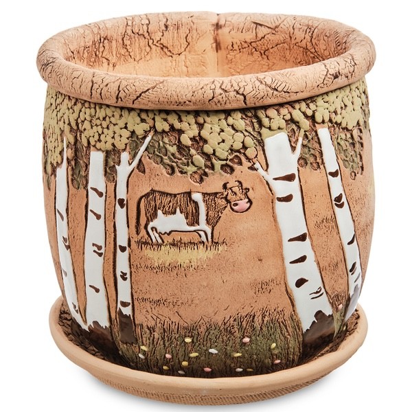 Горшок керамический "Березки", D12