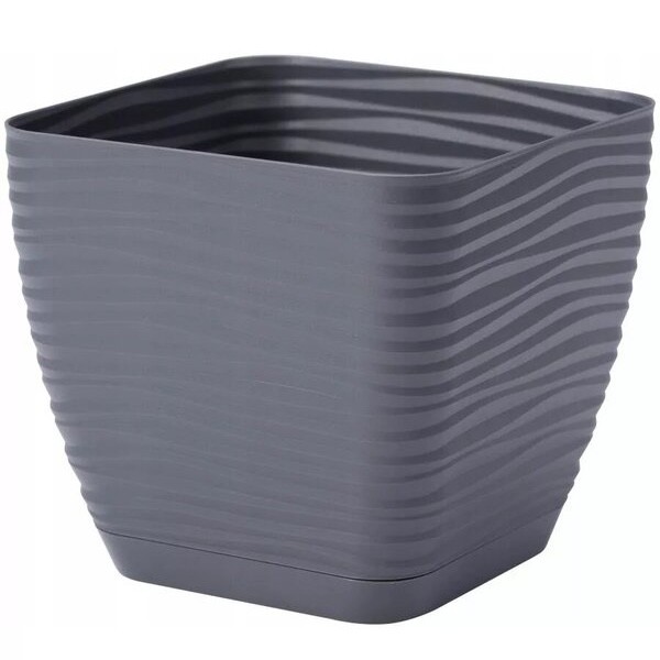 Горшок "Сахара", пластик, антрацит 19см, 4.2 л