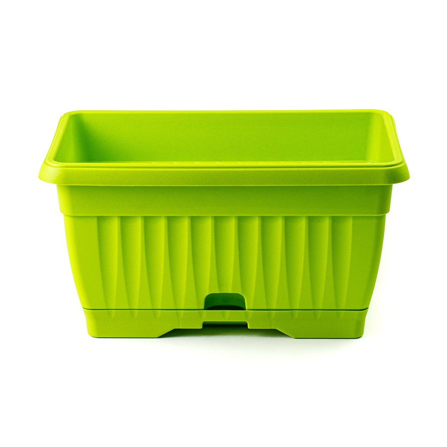 Ящик балконный пластиковый с поддоном длина 30 см, высота 16 см (Зеленый киви), изображение 5