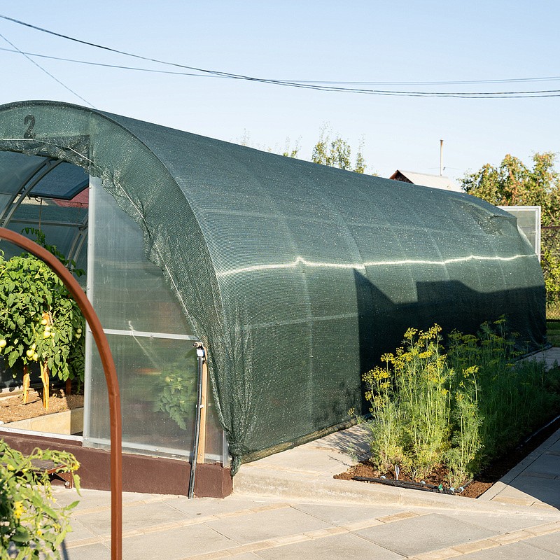 Сетка для притенения от солнца (в комп.с клипсой 19 шт.), размер 3х6 м. 55% затенения, темно-зеленый, изображение 2