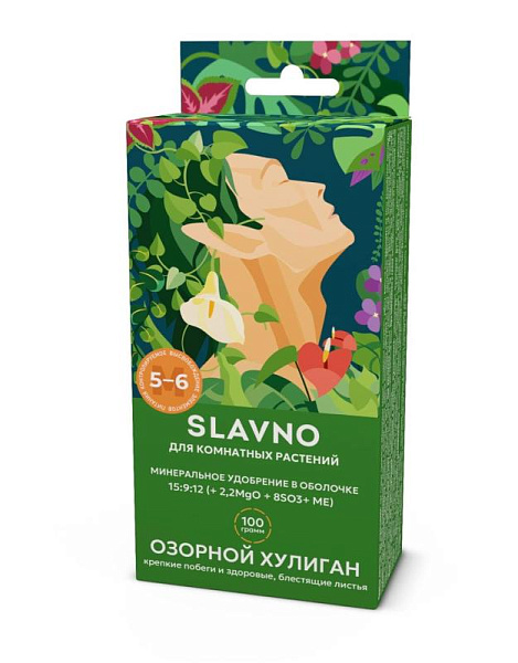 SLAVNO комплексное минеральное удобрение для комнатных растений "ОЗОРНОЙ ХУЛИГАН", 100 г