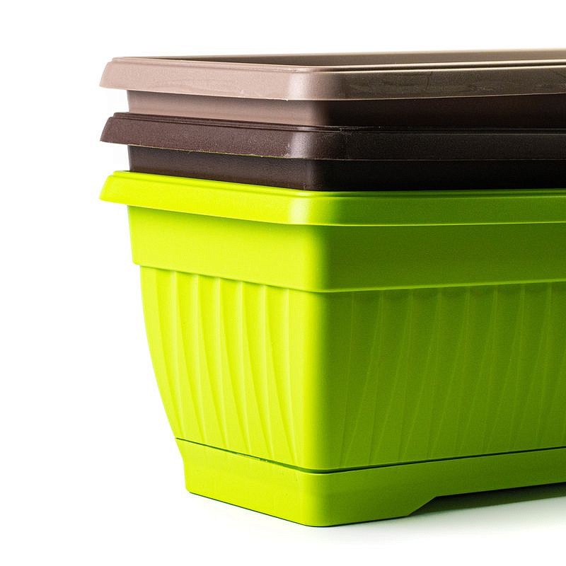 Ящик балконный пластиковый с поддоном длина 50 см, высота 16,5 см (Зеленый киви), изображение 1