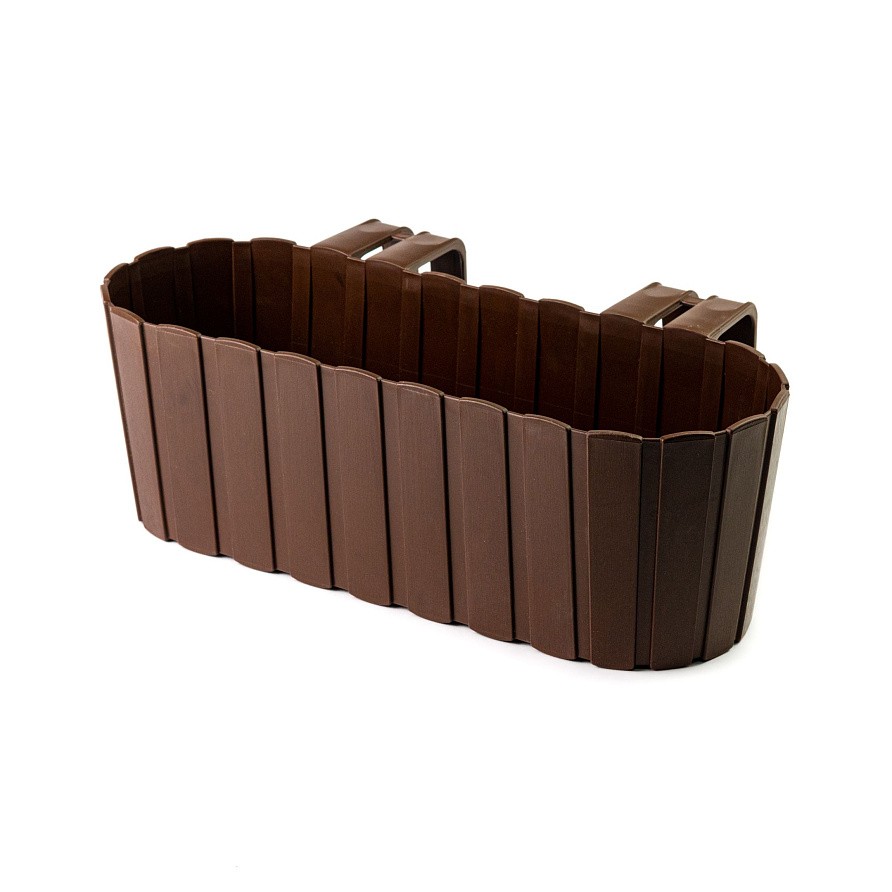 Кашпо цветочное на перила Boardee Hook 383х212 мм высота 130 мм (Темно-коричневый), изображение 1