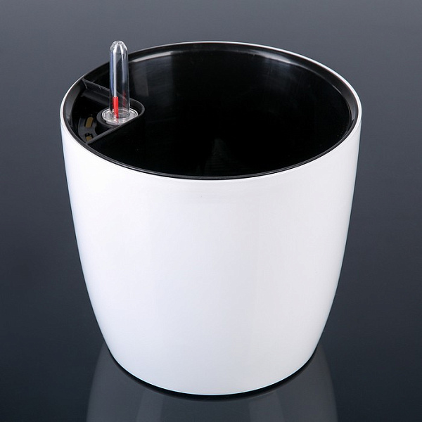 Горшок с автополивом ,круглый 5,5л D21 белый