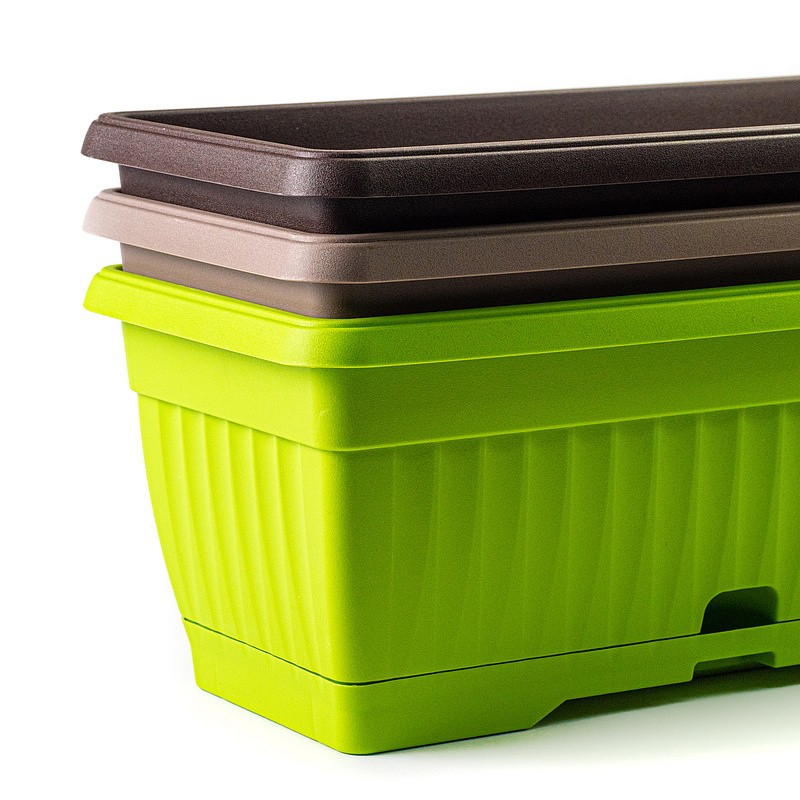 Ящик балконный пластиковый с поддоном длина 30 см, высота 16 см (Зеленый киви), изображение 1