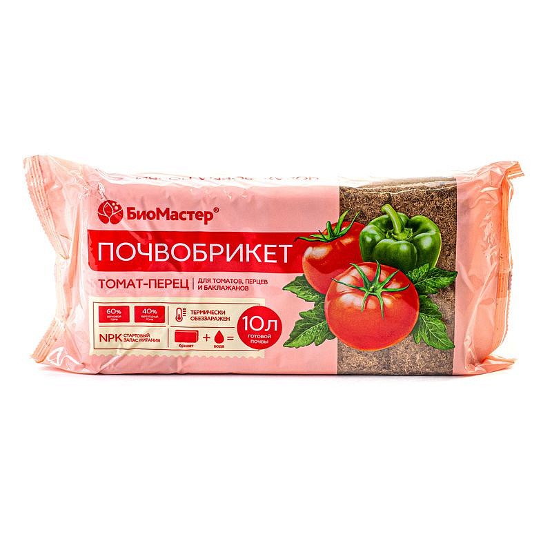 Почвобрикет Томат и перец, 10 л, БиоМастер, изображение 1