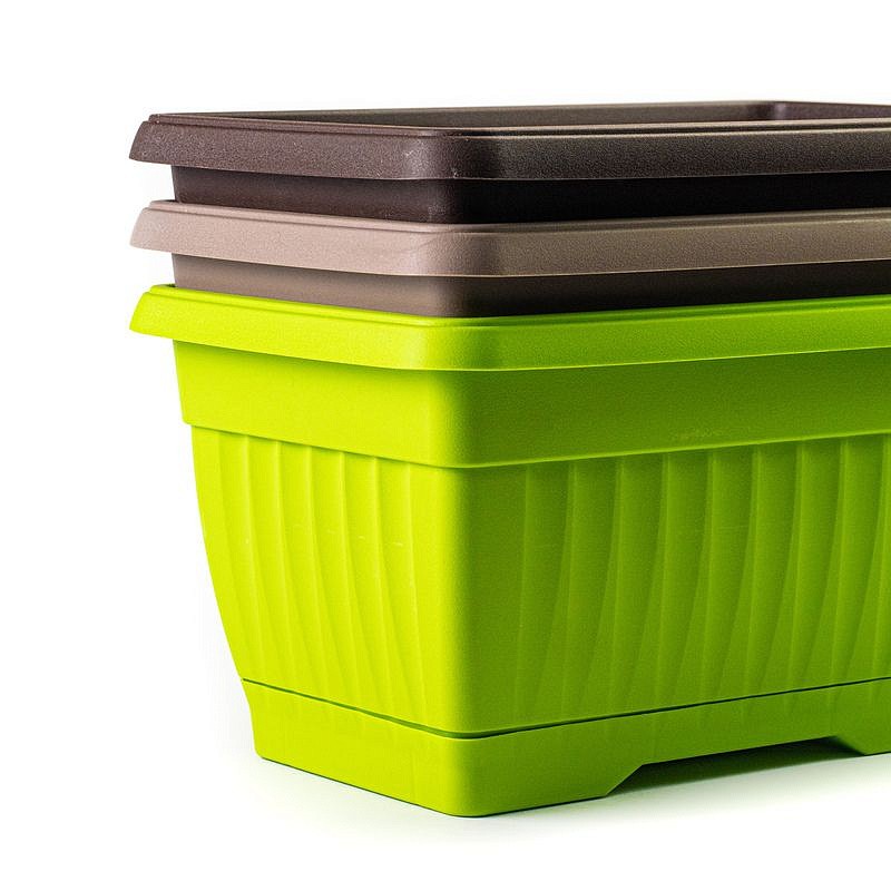 Ящик балконный пластиковый с поддоном длина 40 см, высота 16 см (Мокко), изображение 1