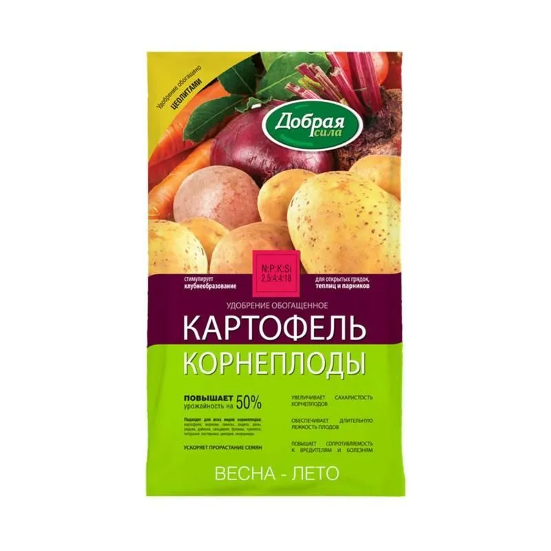 Добрая сила Сухое удобрение Картофель-Корнеплоды, пакет 0,9 кг фото, описание