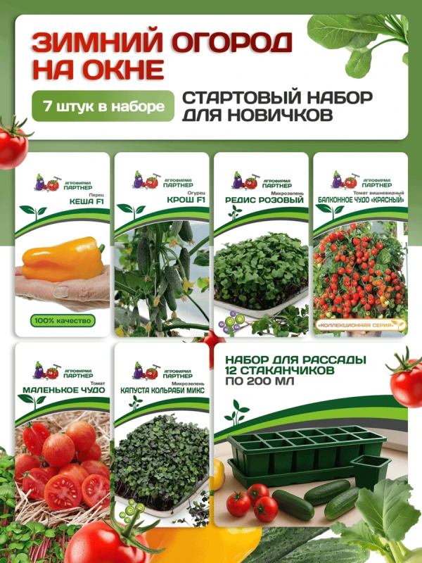 Партнер Набор для новичков ЗИМНИЙ ОГОРОД НА ОКНЕ^ (1шт)