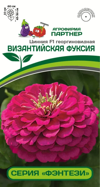 Партнер Цинния F1 ВИЗАНТИЙСКАЯ ФУКСИЯ / георгиновидная ^(4шт) 