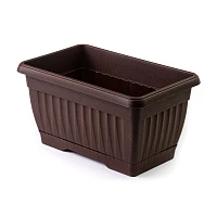 Ящик балконный пластиковый с поддоном длина 30 см, высота 16 см (Коричневый), изображение 0