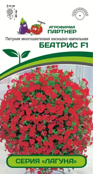 Партнер Петуния серия "Лагуна" БЕАТРИС F1 / многоцветковая каскадно-ампельная^(5шт в амп), изображение 0