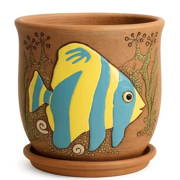 Горшок керамический "Рыбки", D18
