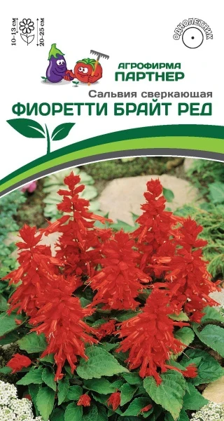 Партнер Сальвия сверкающая ФИОРЕТТИ БРАЙТ РЕД^(10шт в амп)