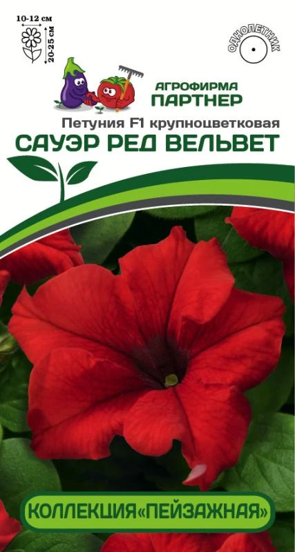 Партнер Петуния F1 САУЭР РЕД ВЕЛЬВЕТ / крупноцветковая кустовая^(10шт в амп) фото, описание