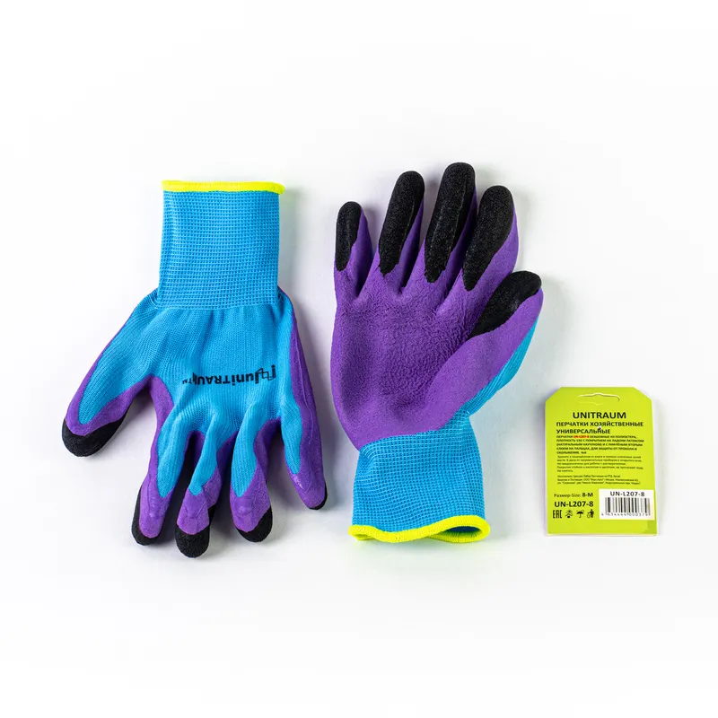 Перчатки Unitraum размер 8 цвет голубой/фиолетовый/черный UN-L207-8 фото, описание
